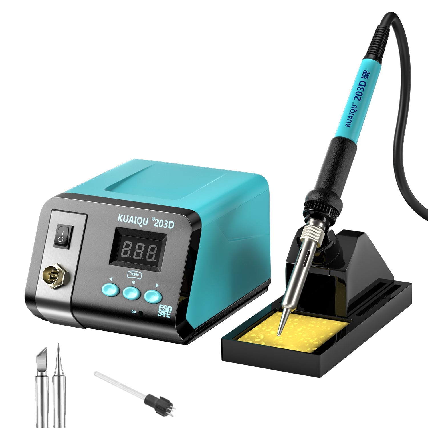 KUAIQU-203D 75W Professional Digital Soldering Station, 90-480°C Temp Control, Auto Sleep, LCD Display for Phone PCB Repair  15 sold in last 10 hours