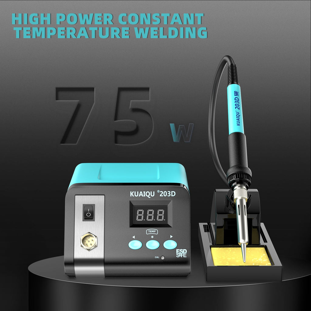 KUAIQU-203D 75W Professional Digital Soldering Station, 90-480°C Temp Control, Auto Sleep, LCD Display for Phone PCB Repair  15 sold in last 10 hours