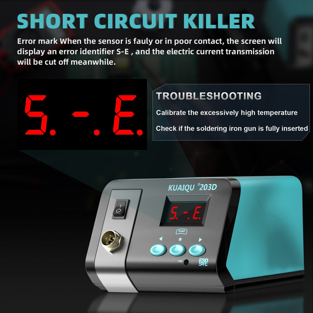 KUAIQU-203D 75W Professional Digital Soldering Station, 90-480°C Temp Control, Auto Sleep, LCD Display for Phone PCB Repair  15 sold in last 10 hours