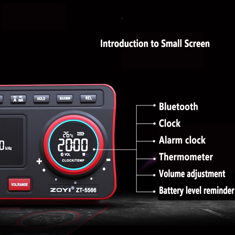 4 ½ digit Multimeter with Bluetooth speaker DC 1000V AC 750V 20A 200MΩ 6MHz Bench Clock alarm thermometer 3D stereo surround sound for Study/Work Spaces