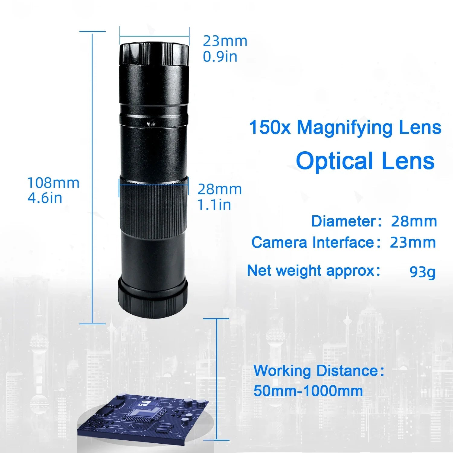 YIZHAN 48MP Digital Microscope 4K Video Recording USB HDMI Industrial Microscope Camera 150X C-mount Lens with Foldable Stand for Soldering