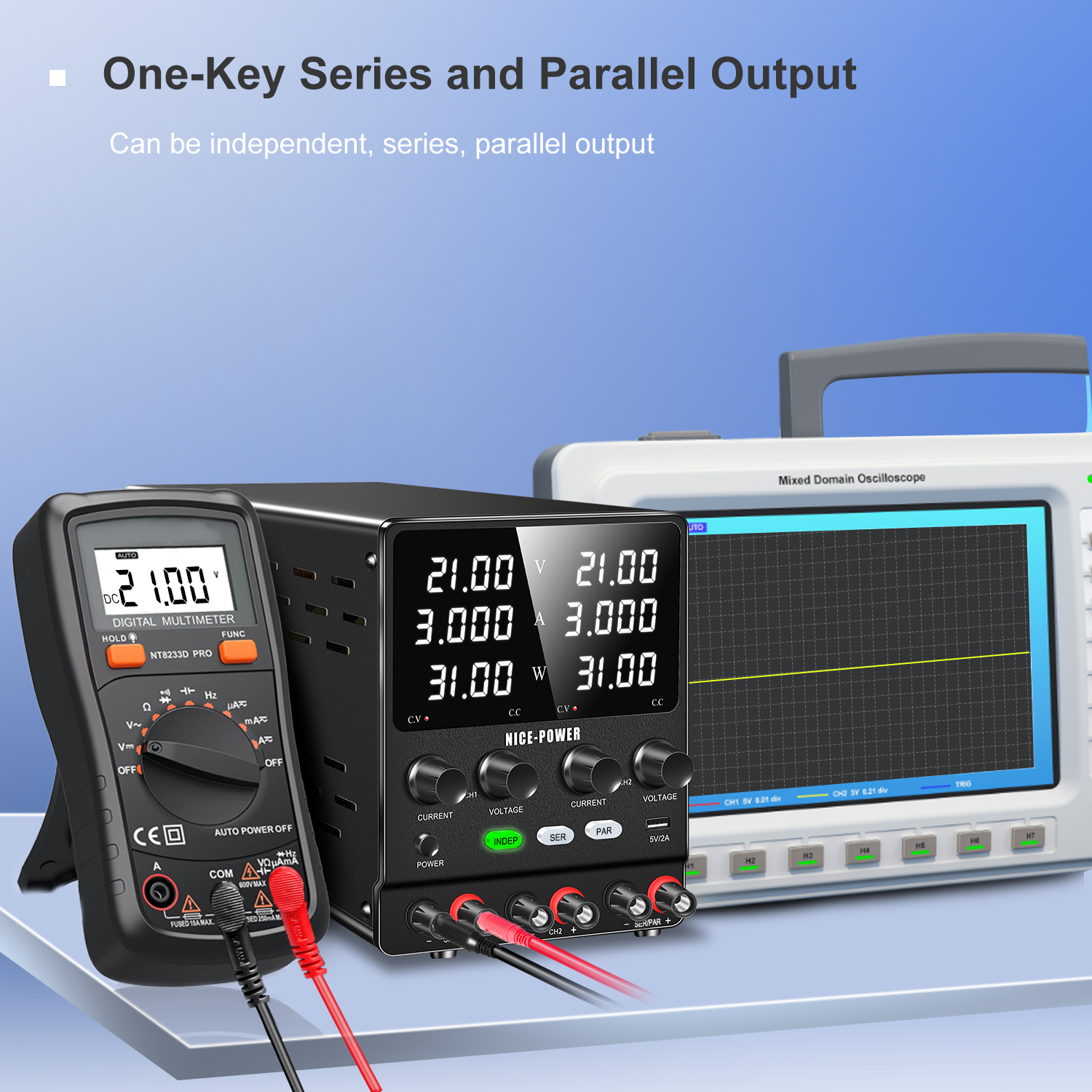 NICE-POWER SPS3010-2KD - 30V 10A Dual Independent Output Power Supply Negative Voltage Output for DC Motor Scenarios