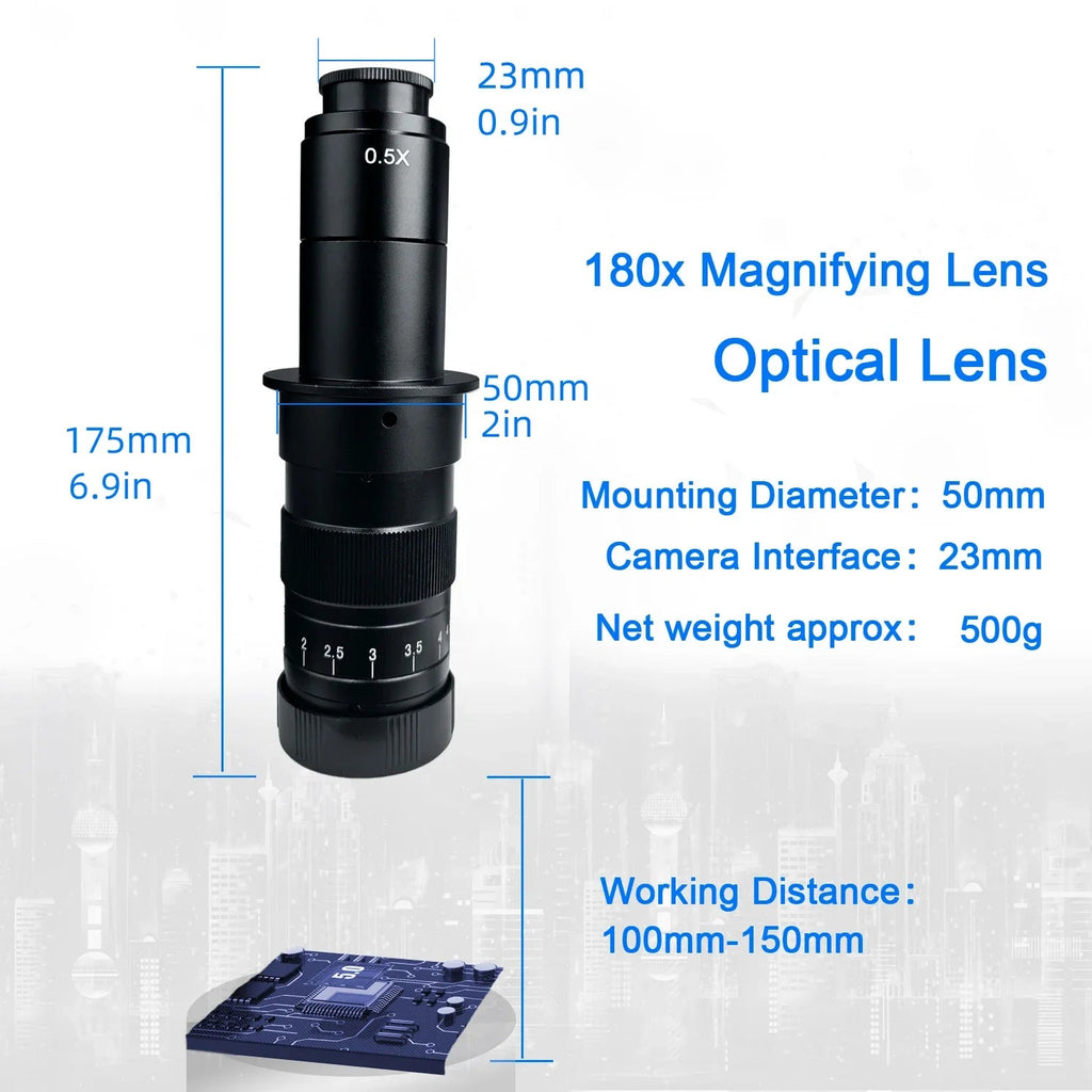 YIZHAN 48MP Digital Microscope 4K Video Recording USB HDMI Industrial Microscope Camera 180X C-mount Lens Soldering Repair
