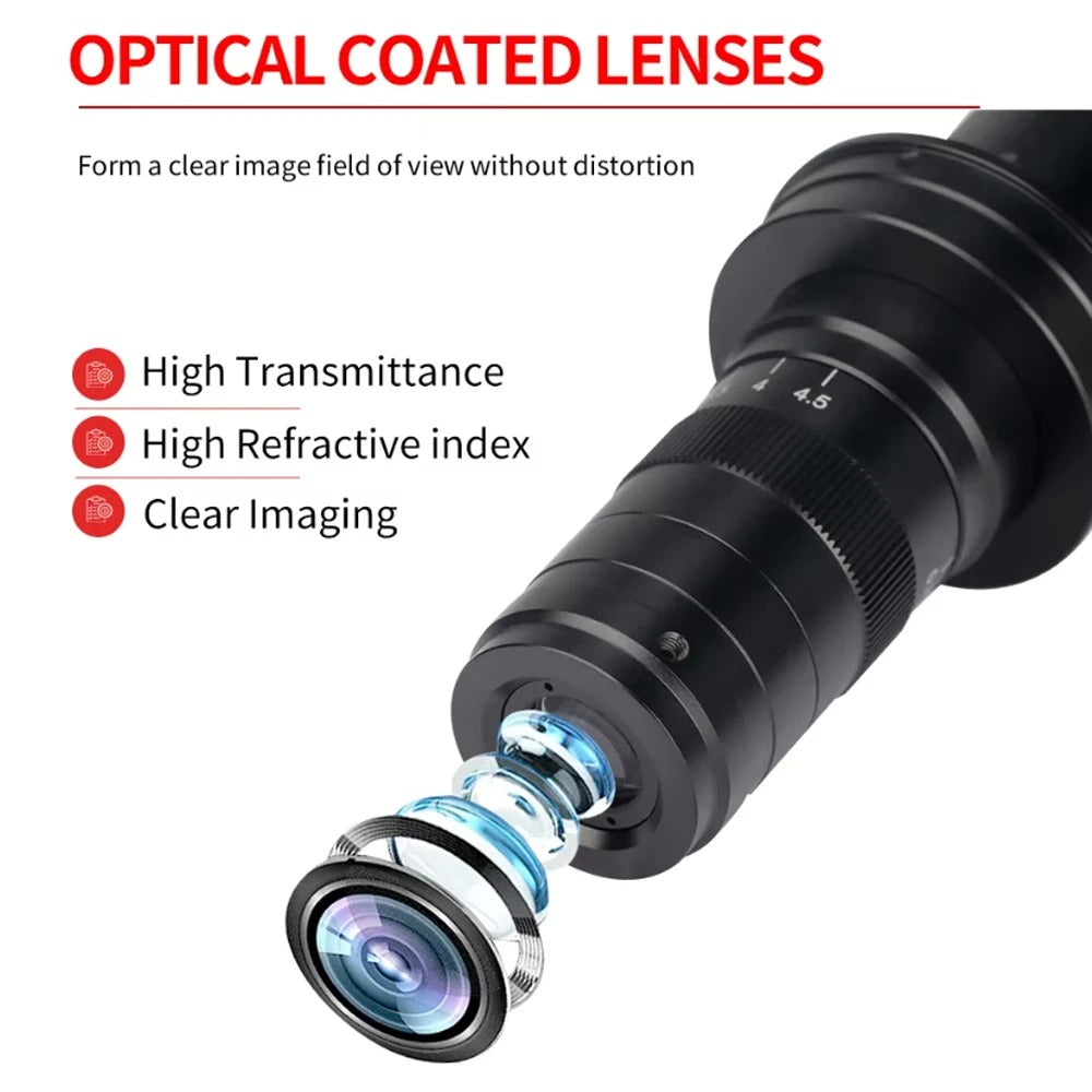YIZHAN 48MP Digital Microscope 4K Video Recording USB HDMI Industrial Microscope Camera 180X C-mount Lens Soldering Repair