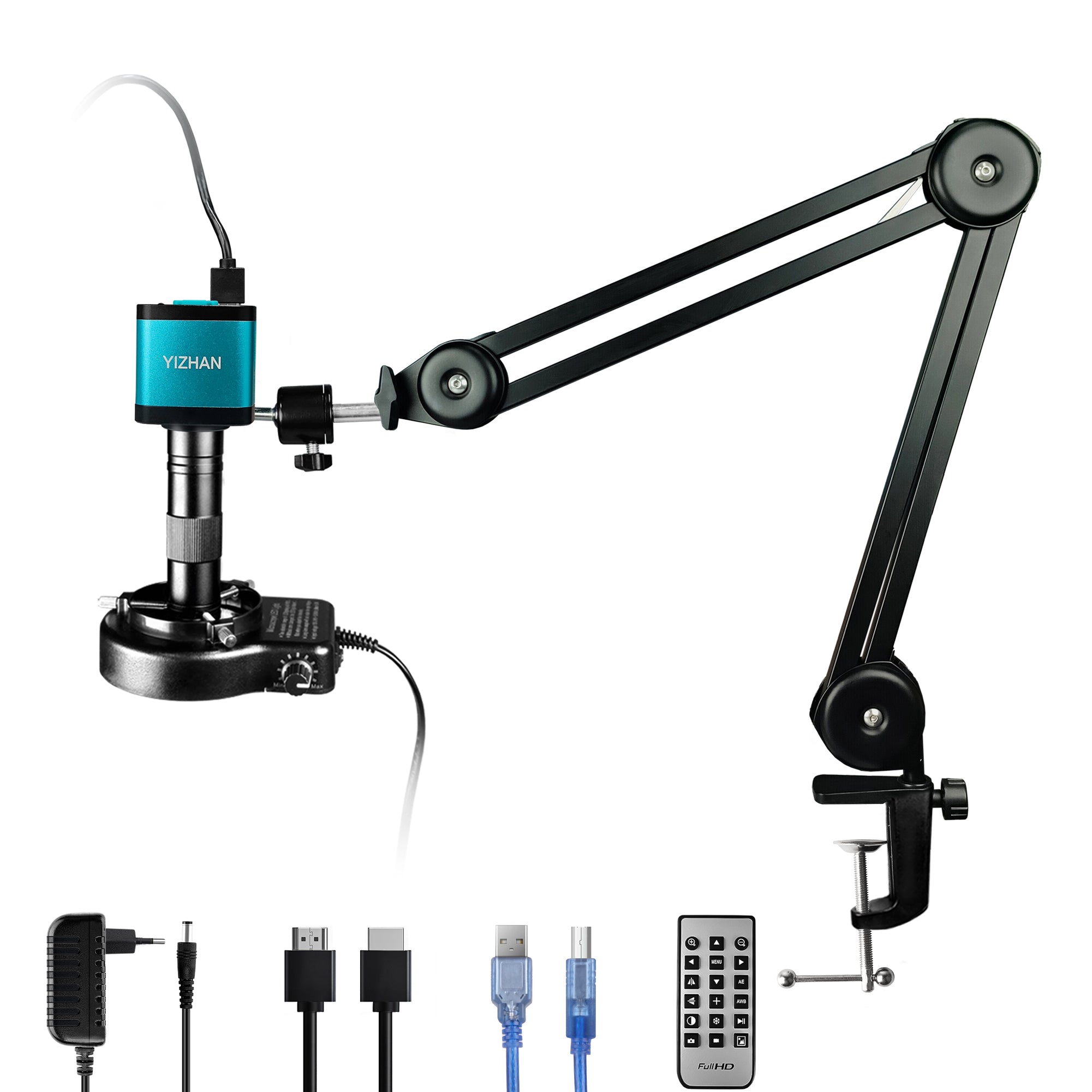 YIZHAN 48MP Digital Microscope 4K Video Recording USB HDMI Industrial Microscope Camera 150X C-mount Lens Strong Foldable Stand for Soldering Repair