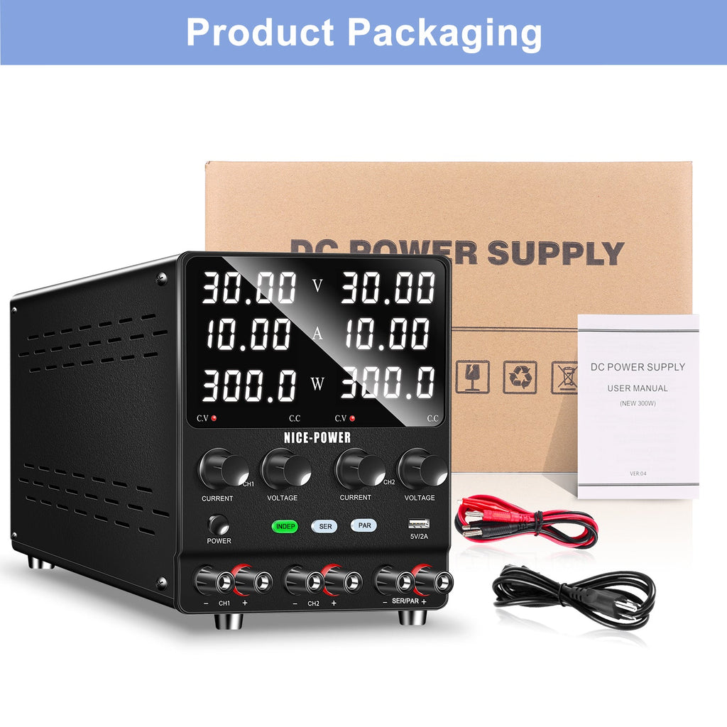 NICE-POWER SPS3010-2KD - 30V 10A Dual Independent Output Power Supply Negative Voltage Output for DC Motor Scenarios