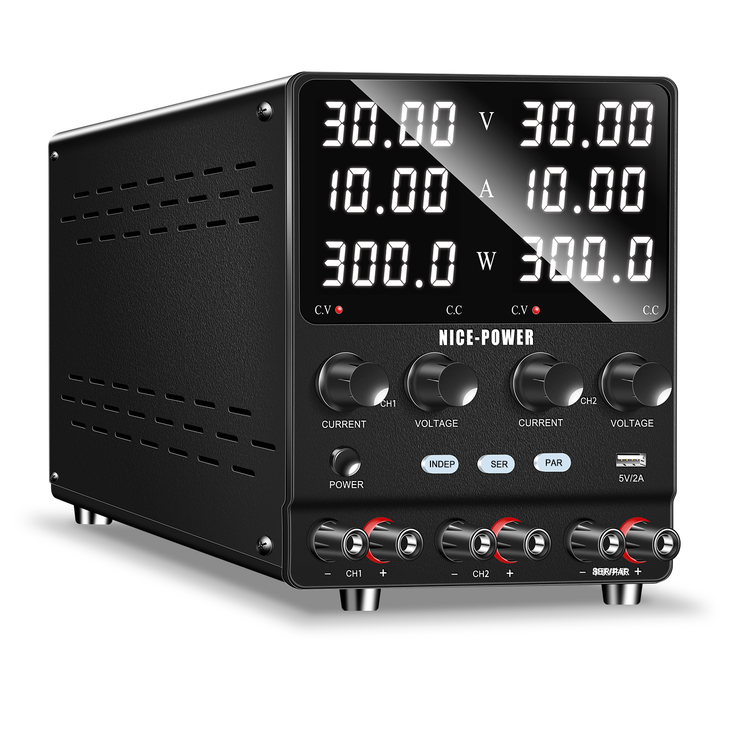 NICE-POWER SPS3010-2KD - 30V 10A Dual Independent Output Power Supply Negative Voltage Output for DC Motor Scenarios